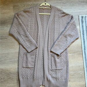 Women's Taupe Knit Cardigan Sweater